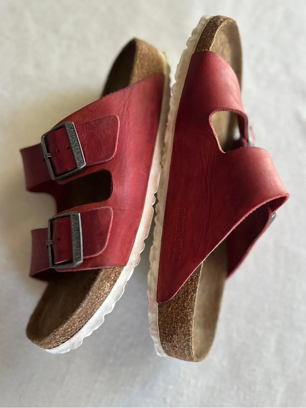 Birkenstock Arizona Red Oiled Leather Slide Sandals EU 39 / US 8.5-9